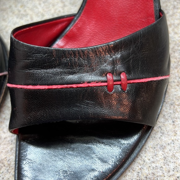 Andrew Stevens Vintage slide on Black and Red heels Size 39 US 8 made in Italy - Picture 3 of 14